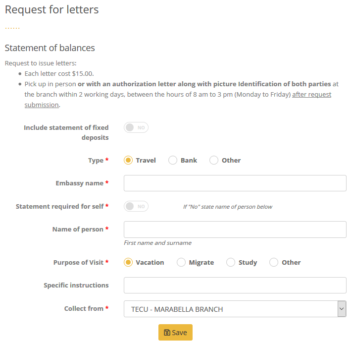 Request for letters